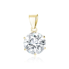 Silver (925) gold-plated pendant round white zirconia diameter - 8mm