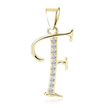Silver (925) gold-plated pendant white zirconias - letter F