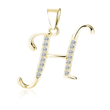 Silver (925) gold-plated pendant white zirconias - letter H