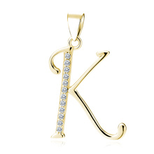 Silver (925) gold-plated pendant white zirconias - letter K