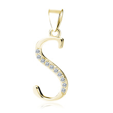 Silver (925) gold-plated pendant white zirconias - letter S