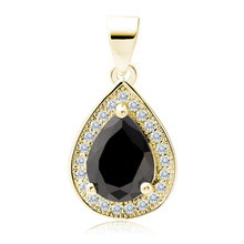 Silver (925) gold-plated pendant with black zirconia