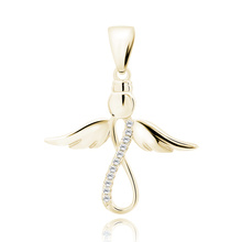 Silver (925) gold-plated pendant with white zirconias - angel and infinity sign