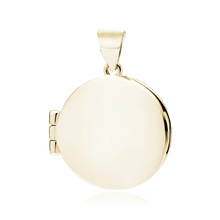 Silver (925) gold-plated polished pendant - round locket