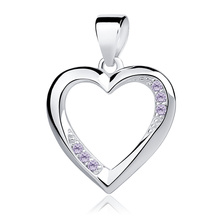 Silver (925) heart pendant with violet zirconia