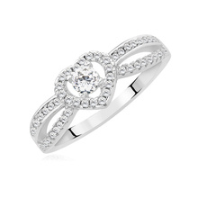 Silver (925) heart ring with white zirconia