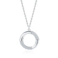 Silver (925) necklace circle with white zirconias