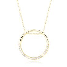Silver (925) necklace - cirlce with zirconia