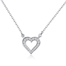 Silver (925) necklace - heart with zirconia