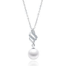 Silver (925) necklace pearl with white zirconia