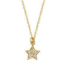 Silver (925) necklace - star with zirconia, gold-plated