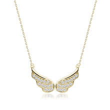 Silver (925) necklace - wings with zirconia, gold-plated