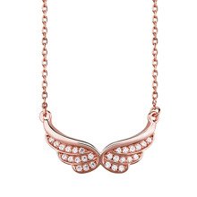 Silver (925) necklace - wings with zirconia, rose gold-plated