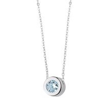 Silver (925) necklace with round pendant and aquamarine zirconia
