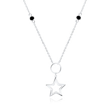 Silver (925) necklace with star and black spinels