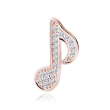 Silver (925) note pendant with zirconia - rose gold-plated
