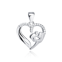 Silver (925) pendant Mother with child - white zirconias