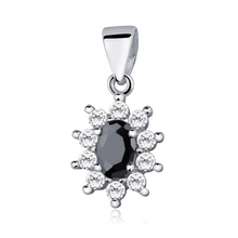 Silver (925) pendant black colored zirconia 