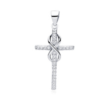 Silver (925) pendant cross with zirconia and infinity sign
