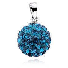 Silver (925) pendant disco ball 12mm blue zircon