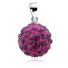 Silver (925) pendant disco ball 12mm fuchsia