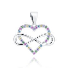 Silver (925) pendant - heart with infinity with zirconia