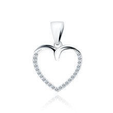 Silver (925) pendant heart with white zirconias