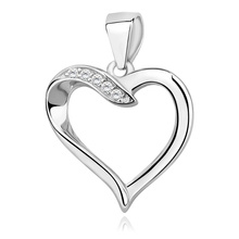 Silver (925) pendant - heart with zirconia