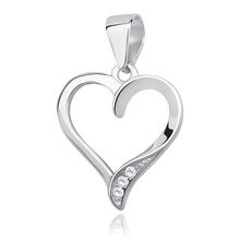 Silver (925) pendant - heart with zirconia