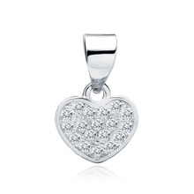 Silver (925) pendant - heart with zirconia