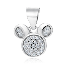 Silver (925) pendant mouse with white zirconias