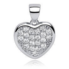 Silver (925) pendant white zirconia - heart microsetting