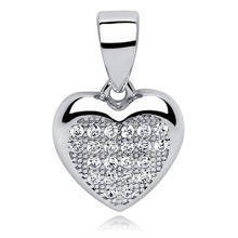 Silver (925) pendant white zirconia - heart small