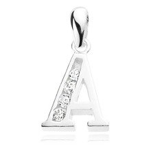 Silver (925) pendant white zirconia - letter A
