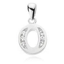 Silver (925) pendant white zirconia - letter O