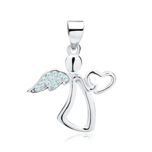 Silver (925) pendant with aquamarine zirconia - angel