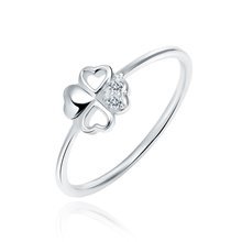 Silver (925) ring, clover with white zirconias