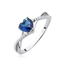 Silver (925) ring with sapphire zirconia heart