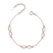 Silver (925) rose gold-plated bracelet - Infinities with white zirconias