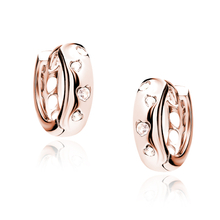 Silver (925) rose gold-plated earrings hoop with morganite color zirconias