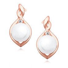 Silver (925) rose gold-plated earrings white pearl and zirconia
