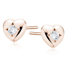 Silver (925) rose gold-plated heart shape earrings with zirconia