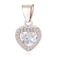 Silver (925) rose gold-plated pendant white colored zirconia - heart