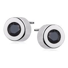 Silver (925) round earrings black zirconia