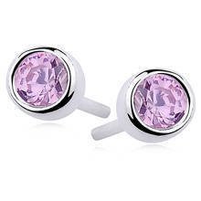 Silver (925) round earrings pink zirconia