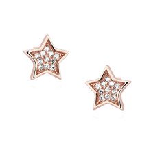 Silver (925) stars earrings with zirconia - rose gold-plated