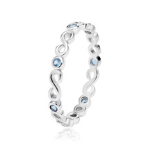 Silver (925) subtle ring with aquamarine zirconia - Infinity