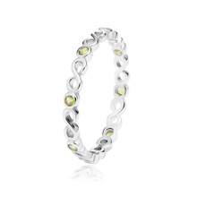 Silver (925) subtle ring with olive zirconia - Infinity