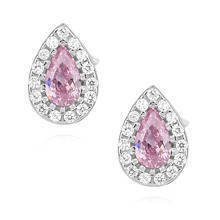 Silver (925) teardrops earrings with light pink zirconia