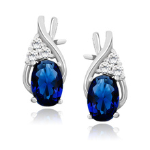 Silver, delicate earrings (925) with sapphire zirconia